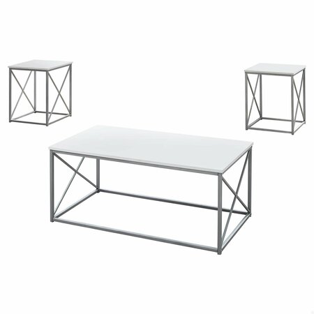 HOMEROOTS White, Silver Metal Table Set - 3 Piece 366087
